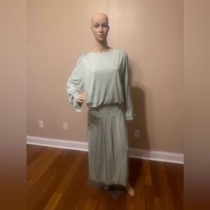 Drop waist mint green maxi dress